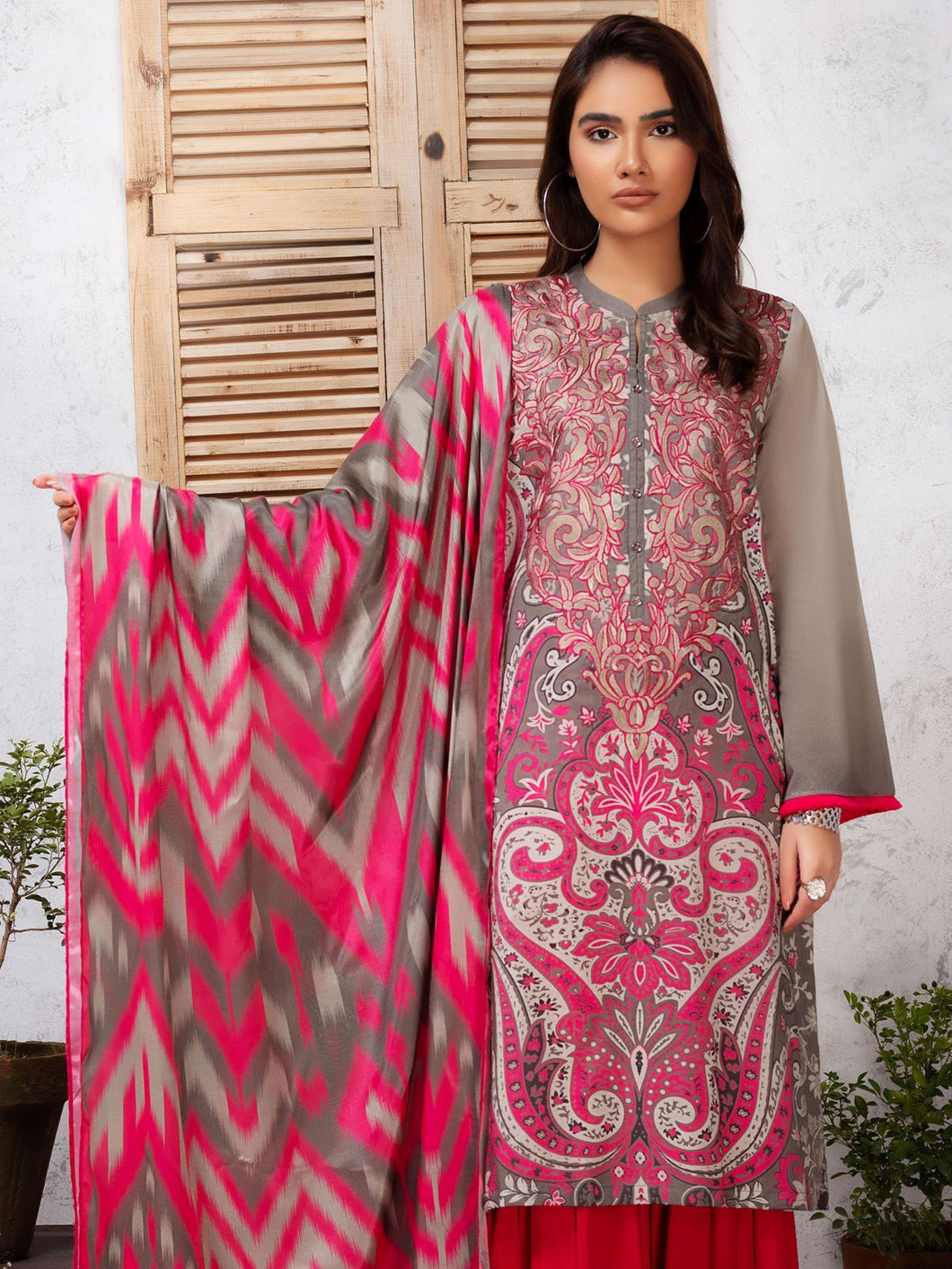 2-Pc Embroidered Lawn Suit