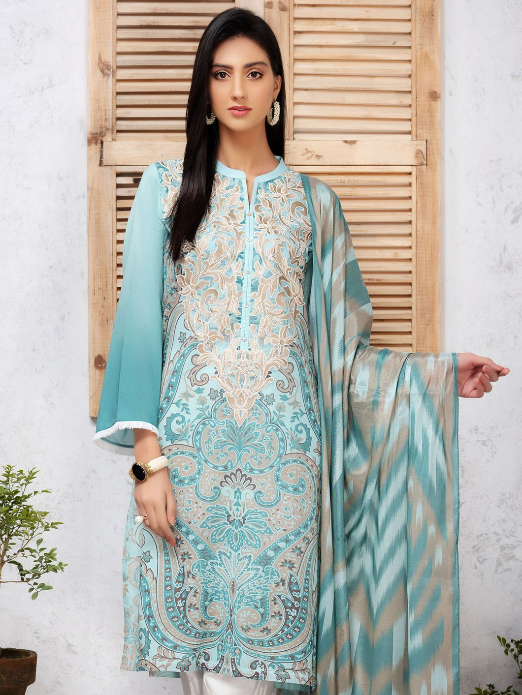 2-Pc Embroidered Lawn Suit