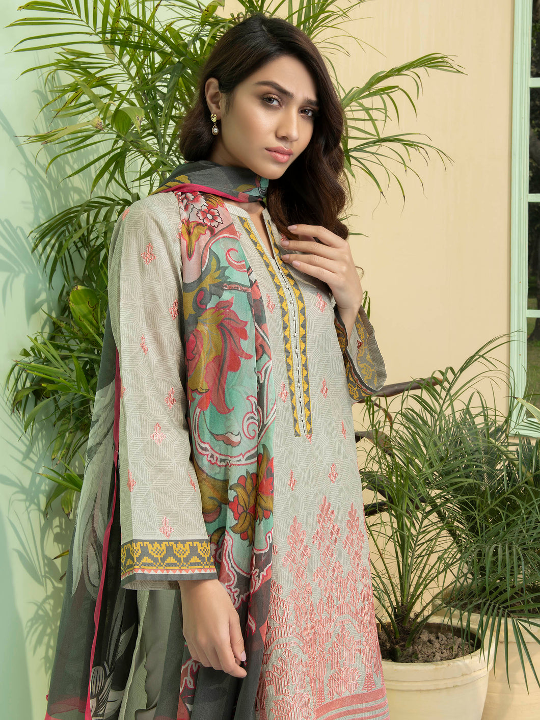 2-Pc Embroidered Lawn Suit